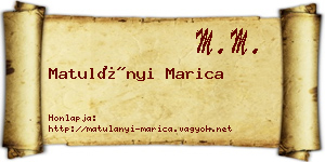Matulányi Marica névjegykártya